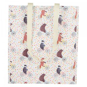 Happy Animals On Bikes Woven Plastic Shopper Tote Bag - Sass and Belle
