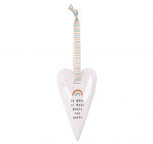 'Do More of What Makes You Happy' Chasing Rainbows Ceramic Heart Hanger