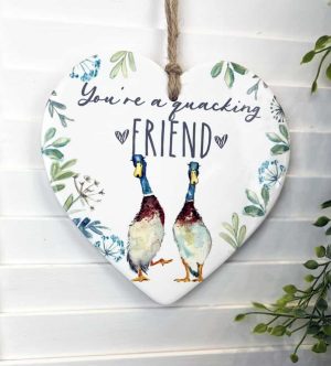 ‘You’re a Quacking Friend’ Duck Hanging Heart Plaque - Langs
