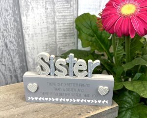 Sister Cut Out Block Decoration
