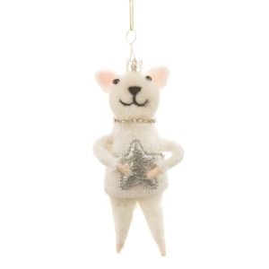 Christmas Felt Cat with Star Hanging Decoration - Sass and Belle