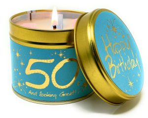 Lily-Flame Happy Birthday 50th Scented Candle Tin