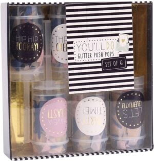 'You'll Do' Set of 6 Glitter Confetti Push Pops for Celebrations