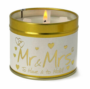 Mr and Mrs Scented Candle Tin lily flame