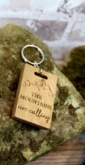 'The Mountains Are Calling' Wooden Keyring - Langs