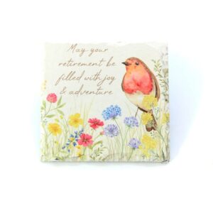 Retirement Robin Boxed Slate Coaster
